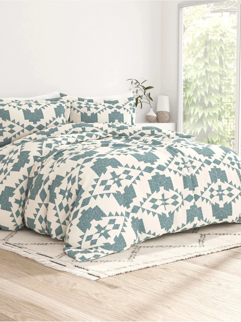 Teal Aztec 3-Piece Duvet Cover Set Full/Queen